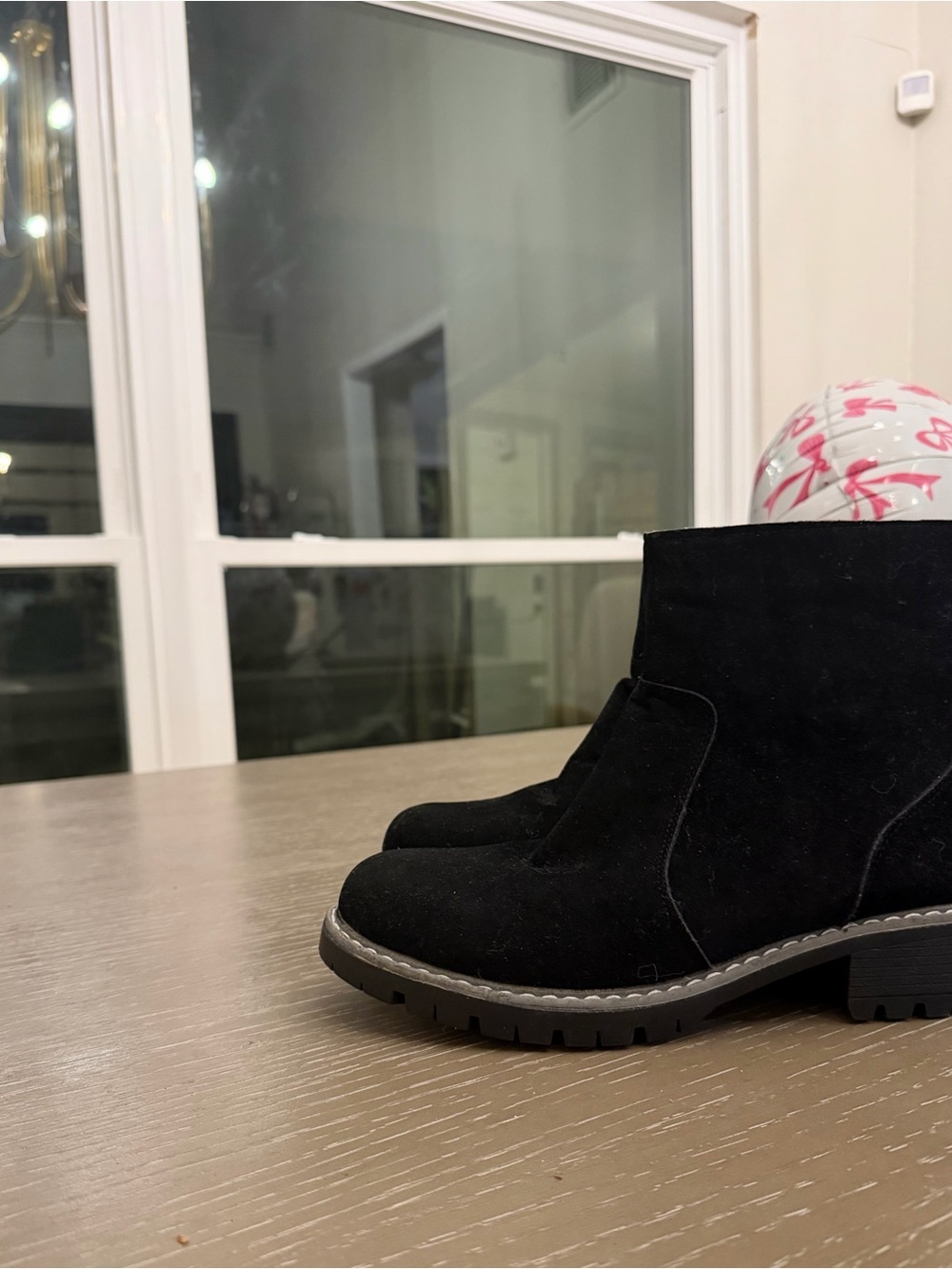 Seven7 Black Suede Lug Sole Ankle Booties